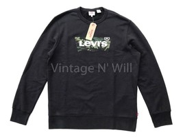 Levis Red Tab Mens L Black Wash Cracked Camo Bat Wing Logo Fleece Sweats... - $24.74