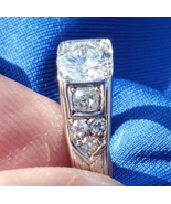 Earth mined Diamond Deco Engagement Ring Vintage Solid 14k White Gold St... - €6.319,37 EUR