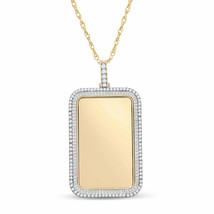 10kt Yellow Gold Mens Baguette Diamond Dog Tag Picture Memory Pendant 2 Cttw - £2,026.89 GBP