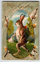 Easter Postcard Bunny With Back Pack Painted Eggs Fantasy Anthropomorphic 1911 - £13.30 GBP