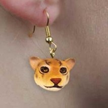 Animal Wildlife JAGUAR Head Resin Dangle Earrings...Reduced Price - £4.78 GBP