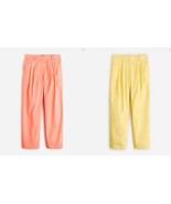 New J Crew Women Wide Leg Essential Pants 4 Pleated Poplin Orange Yellow - $59.99