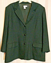 Talbots 3 Button Wool Blend Jacket Blazer Black 3 Pockets Size 16? Measu... - $16.66