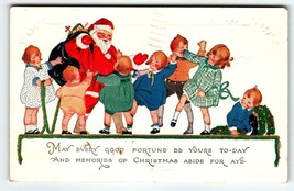 Santa Claus Surrounded By Children Christmas Postcard Embossed Vintage Greetings - £10.43 GBP