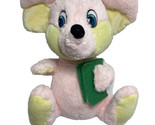 Kuddle Me Toys Pink Cream Mouse with Green Book 11 inch Flat Plastic Eye... - $16.29