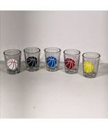 Five (5) Vintage Basketball Small Shot Glasses 1.75&quot; Tall 1 3/8&quot; Diameter - £12.41 GBP