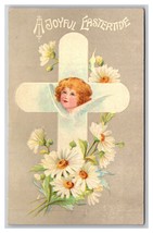 Joyous Easter Floral Greetings Cross Daisies Embossed UNP DB Postcard H29 - £3.58 GBP