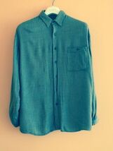 BRUNO M 100% Rayon Brown &amp; Cream Check Button Down Shirt SZ M - $24.75