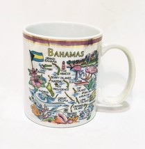 Bahamas Map  Flamingos Coffee Mug 11 oz Cup Sea Shells Fish Flag Lighthouse - £14.46 GBP