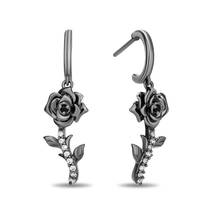 Disney Fine Jewelry Black Rhodium over Sterling Silver Drop Earrings with 0/5 CT - £108.21 GBP