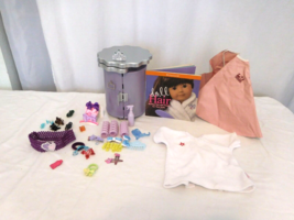 American Girl Salon Center Caddy Purple + White Terry Cloth Cape + Pleas... - $21.80