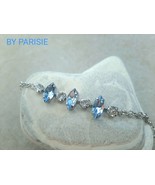 Blue Marquise Chain Bracelet in Rhodium | Tennis Cup chain Jewelry | Gift  - £42.95 GBP
