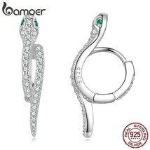 925 Sterling Silver 3D Snake Earrings for Women Shiny Zircon Snake Ear Buckles S - £19.75 GBP