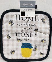 1 Printed Jumbo Printed Pot Holder, 8&quot;x8&quot;, BEES, HOME IS WHERE YOUR HONE... - £5.94 GBP