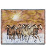 72x54 HORSE Sunset Run Western Southwest Tapestry Throw Blanket  - £49.61 GBP