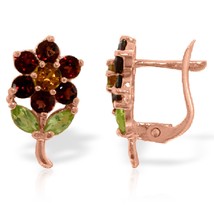 Galaxy Gold GG 14K Rose Gold Flower Stud Earrings with Garnets, Citrines... - £385.59 GBP+