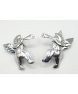 2 Christmas Trumping Angels Pin Brooch Earrings Silver-tone Metal  Estat... - £11.98 GBP