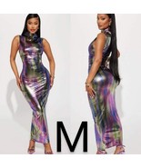 Fashion Nova Metallic Multi Color Laurie Maxi Dress~Size M - £31.63 GBP