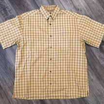 Horny Toad Shirt Men&#39;s Size Medium Plaid Tan Yellow Short Sleeve Button ... - $18.49