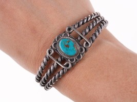 6 3/8&quot; 40&#39;s-50&#39;s Navajo silver and turquoise cuff bracelet - £471.25 GBP