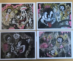 8.5x11 Set #1 Signed prints By Frank Forte Pop Surrealism Cartoon Dark Art - £29.81 GBP