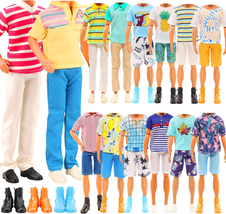 12 Items Clothes for Ken Doll 3 Sets Casual Wear 4 Pcs Dolls Pants 3 Shoes - $17.60