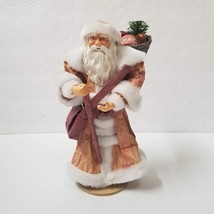 6&quot; Santa Crinkle Paper Robe Hat Old World Greenery Fruit on Stand Figurine - £7.90 GBP