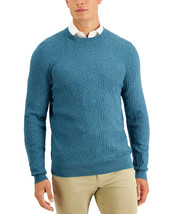 Tasso Elba Men&#39;s Cotton/Silk/Cashmere Jacquard Sweater Sea Salty Heather... - £14.97 GBP