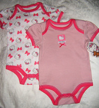 Hello Kitty Girls 2 Pack Bodysuit Set Pink Size 6-9M 6-9 Months - £10.97 GBP
