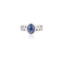 Natural Blue Sapphire Diamond Statement Ring Boho Sapphire Ring Dainty Gift Idea - $340.00