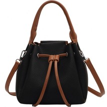 [EAM] Women New Small Handbag Bucket PU Leather Flap Personality All-match Cross - £35.22 GBP