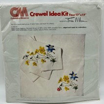 Columbia Minerva Crewel Idea Kit Erica Wilson 4 Napkins Floral 17x17 inc... - $28.04