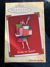 Hallmark Ornament Born to Shop Lady Holding Christmas Packages 2004 Keep... - £13.16 GBP