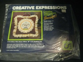 1984 Creative Expressions Bless This Home Pillow Quilting Kit Embroidery 8" x 8" - $14.84