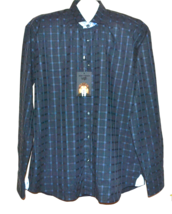 Maceoo Jail Blue Plaids Trim Italian Fabrics Cotton Men&#39;s Shirt Size 5 XL - £73.81 GBP