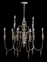 Aidian Gray Style  French Turned Antique White 2 Tier Horchow Chandelier - £549.66 GBP
