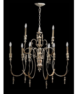 Aidian Gray Style  French Turned Antique White 2 Tier Horchow Chandelier - £546.80 GBP