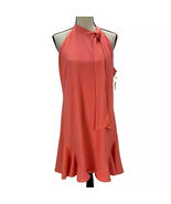 CeCe Sleeveless Halter Neck Knee Length Dress Coral Size XL Hidden Zipper - $69.01 CAD