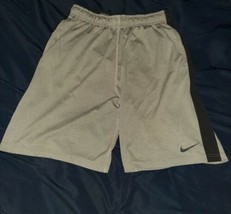 Nike Shorts Dri-Fit Basketball Running Fitness Unlined Gray Swoosh Men&#39;s... - $18.99