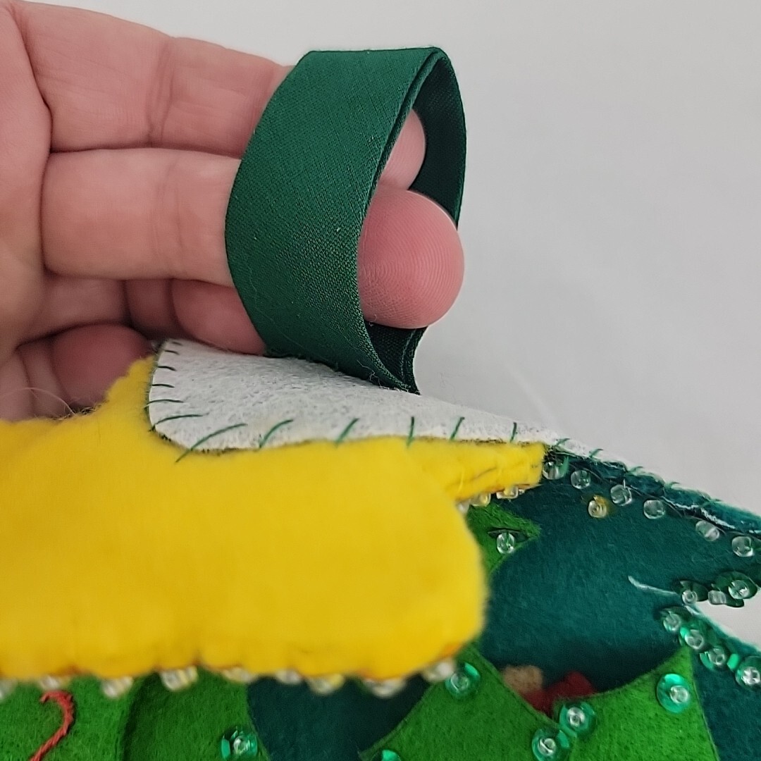 Vtg Jeweled Advent Calendar Felt Sequined Embroidered XMAS Tree Handmade Santa Item image 14