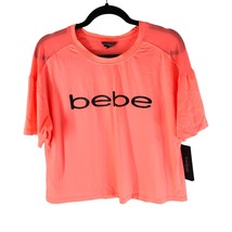 Bebe Sport Womens Short Sleeve Boxy Top T Shirt Logo Mesh Wicking Orange XL - £11.44 GBP