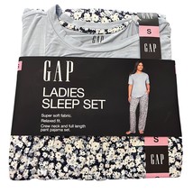 Gap Womens Size Small 4 6 Pajama Set 2-Piece Shirt Pant Short Sleeve Blu... - $19.75