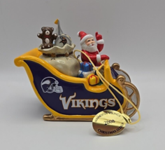 2008 Danbury Mint Minnesota Vikings Christmas Sleigh Ceramic Ornament w/ Box - £34.76 GBP