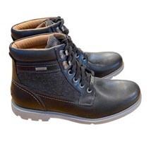 New Mens Rockport Rugged Bucks High Boots Size 9.5 Black Grey Waterproof Leather - £66.17 GBP