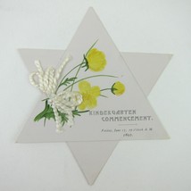 Victorian Card Star of David Yellow Flowers Kindergarten Graduation Anti... - £4.71 GBP