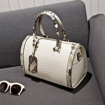 Super Quality Snakeskin Leather Women Handbag Shoulder Boston Bag Tote Italian B - £47.56 GBP