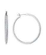 Givenchy Silver Tone Crystal Medium Stone Hoop Earrings - £23.49 GBP