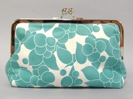 Ava Teal Floral Print Clutch Purse Handmade Handbag Blue Fabric Bag  - £55.94 GBP