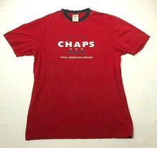 Chaps Jeans T-Shirt Uomo M Rosso Blu Logo Spellout Manica Corta Epoca - £7.56 GBP