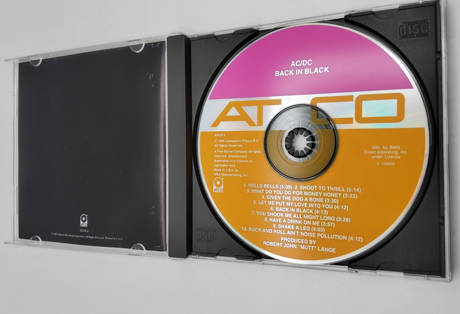AC/DC Back in Black CD ATCO 1980 Classic Rock Album Remastered Rare Edition Item image 2